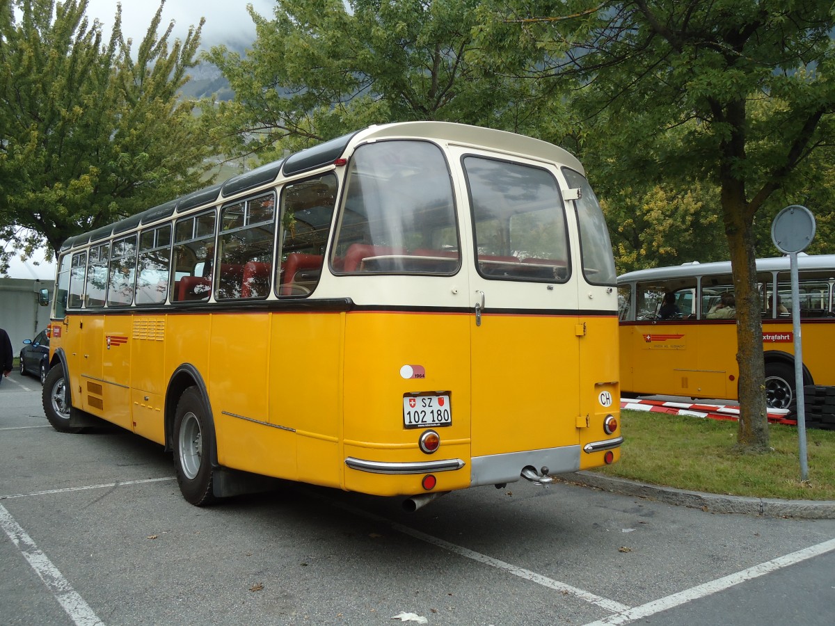 (129'844) - Inkamp, Altendorf - SZ 102'180 - Saurer/FHS (ex Stebler, Basel; ex Reber, Basel; ex Eggenberger, M�riken; ex Ott, Wetzikon; ex OPC Ennetb�rgen Nr. 3; ex AVG Grindelwald; ex P 24'143) am 18. September 2010 in Chur, Obere Au