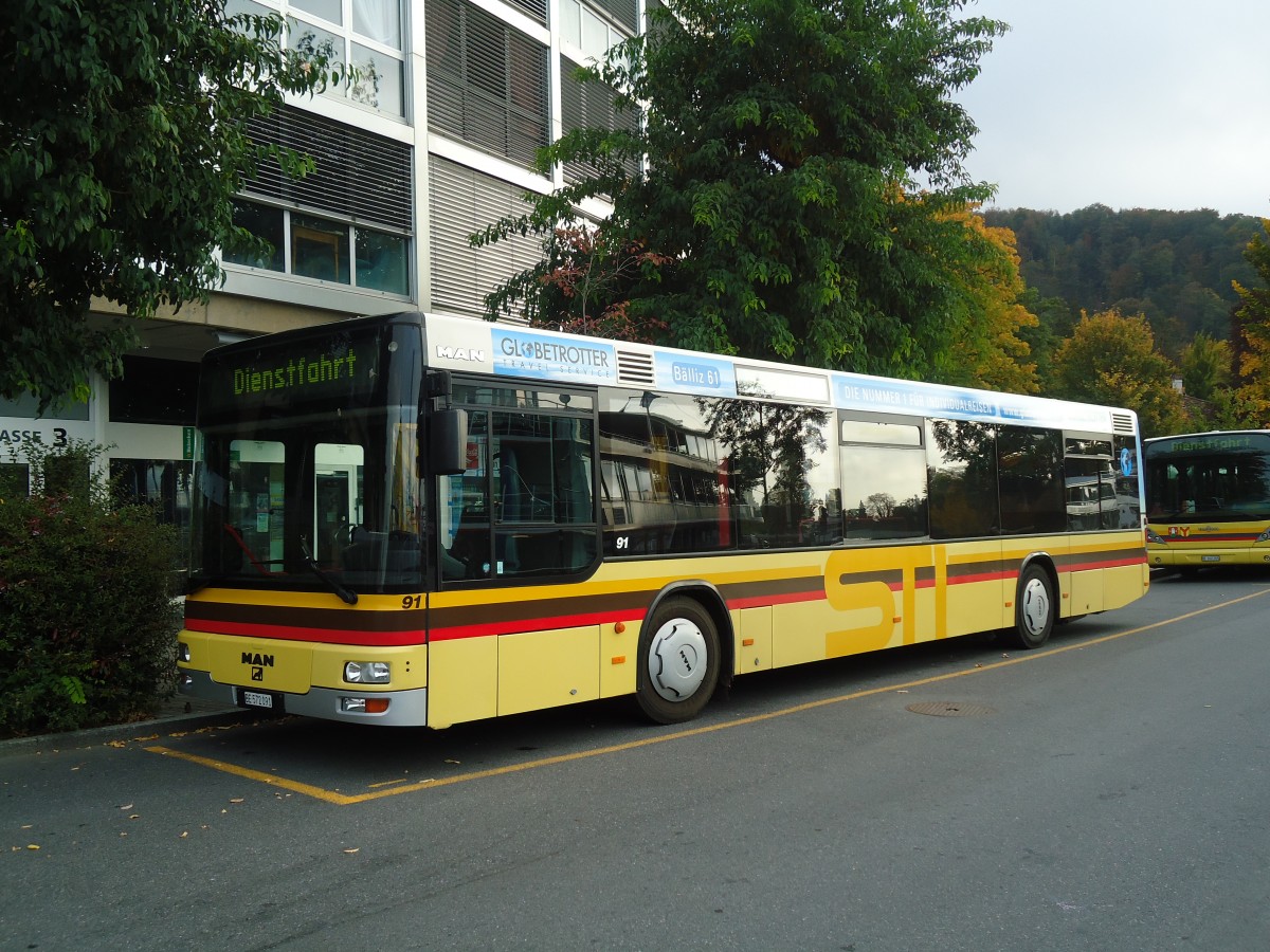 (130'291) - STI Thun - Nr. 91/BE 572'091 - MAN am 10. Oktober 2010 bei der Schiffl�ndte Thun