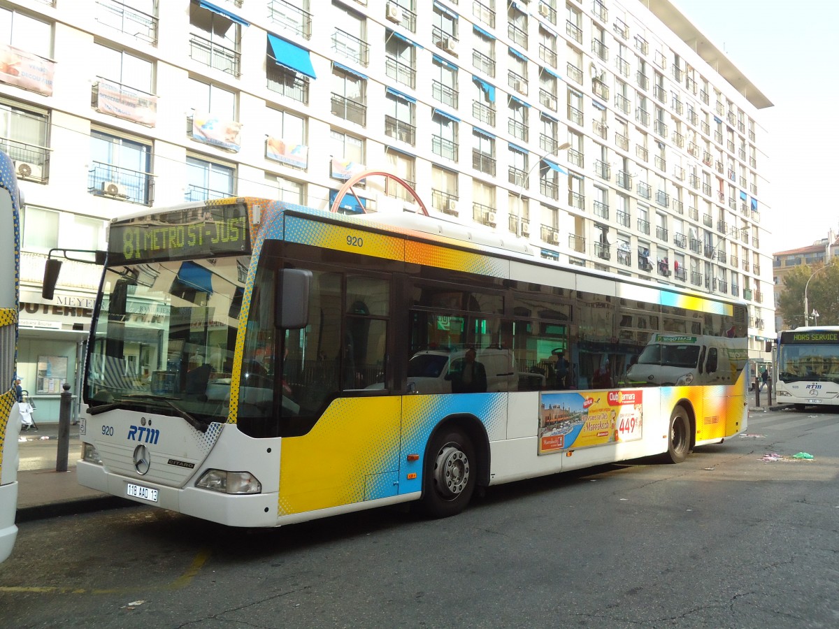 (130'505) - RTM Marseille - Nr. 920/118 AAD 13 - Mercedes am 15. Oktober 2010 in Marseille, Canebi�re Bourse