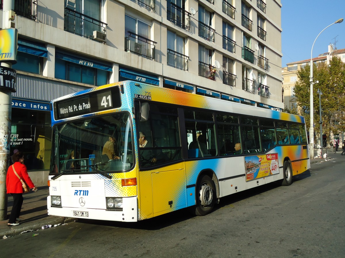(130'616) - RTM Marseille - Nr. 735/1841 SM 13 - Mercedes am 15. Oktober 2010 in Marseille, Canebi�re Bourse