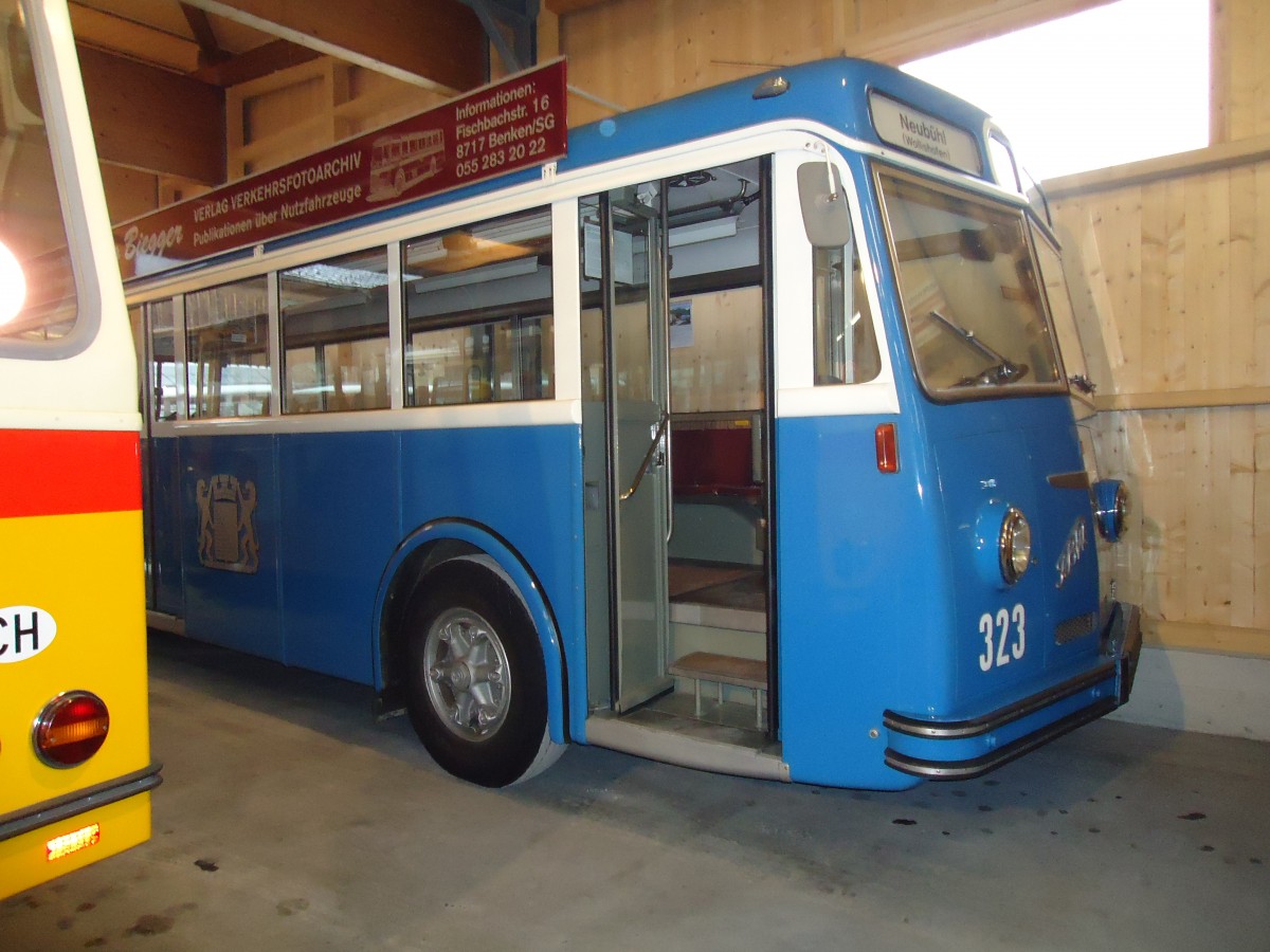 (130'800) - Biegger, Uster - Nr. 3 - FBW/T�scher (ex DFB Andermatt; ex VBZ Z�rich Nr. 323) am 24. Oktober 2010 in Ziegelbr�cke, Museum (Teilaufnahme)