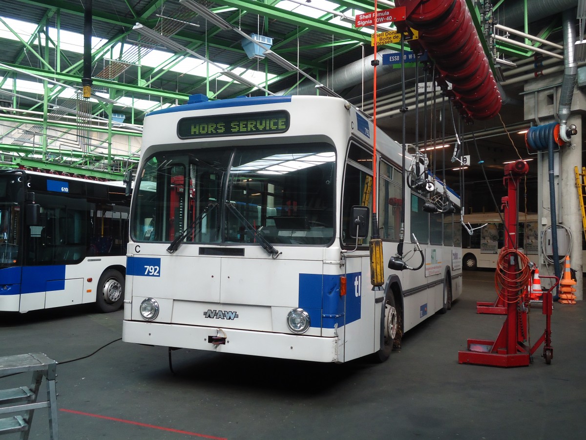 (130'913) - TL Lausanne - Nr. 792 - NAW/Lauber Trolleybus am 13. November 2010 in Lausanne, D�p�t Pr�laz