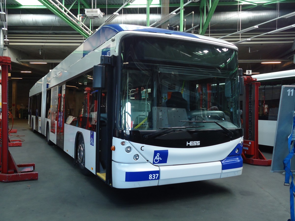 (130'915) - TL Lausanne - Nr. 837 - Hess/Hess Gelenktrolleybus am 13. November 2010 in Lausanne, D�p�t Pr�laz
