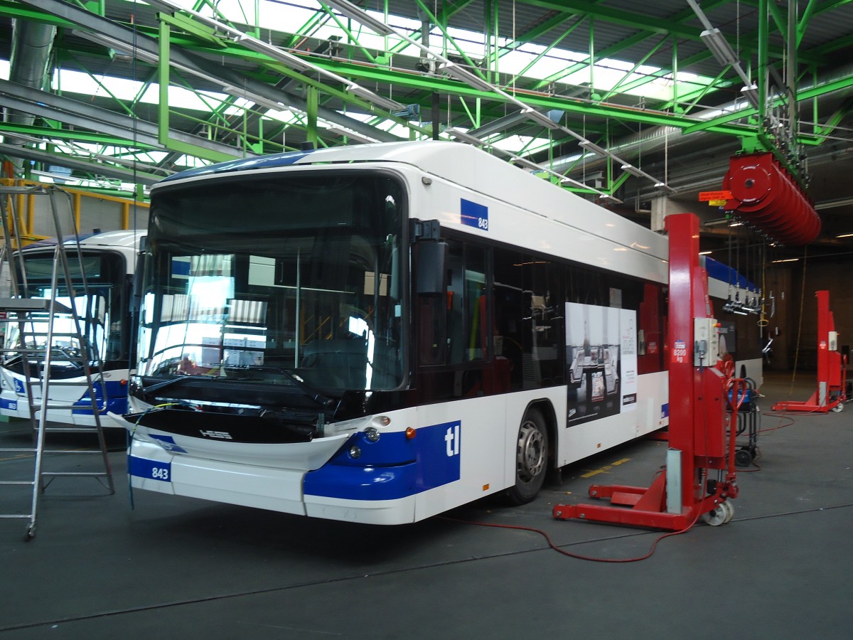 (130'917) - TL Lausanne - Nr. 843 - Hess/Hess Gelenktrolleybus am 13. November 2010 in Lausanne, D�p�t Pr�laz