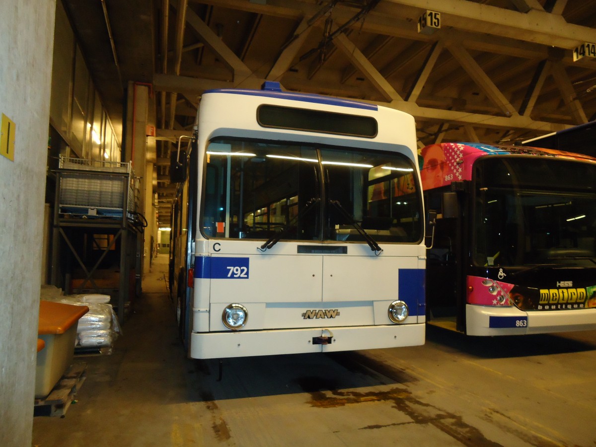 (131'293) - TL Lausanne - Nr. 792 - NAW/Lauber Trolleybus am 5. Dezember 2010 in Lausanne, D�p�t Borde