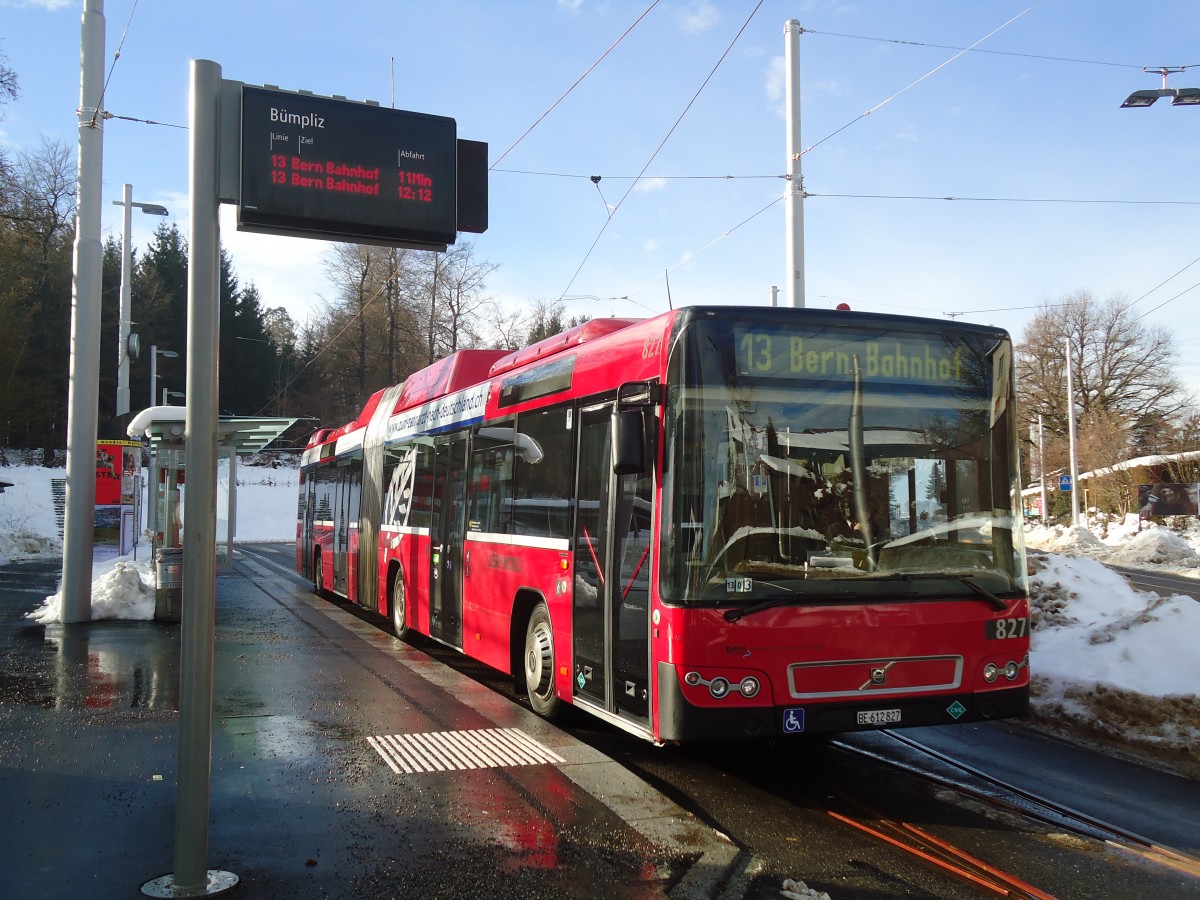 (131'317) - Bernmobil, Bern - Nr. 827/BE 612'827 - Volvo am 7. Dezember 2010 in Bern, B�mpliz