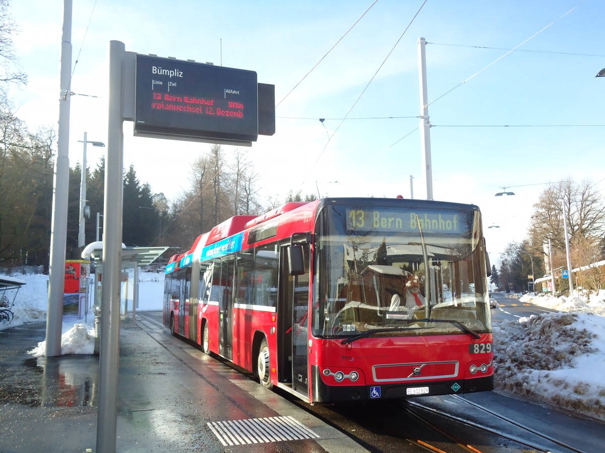 (131'320) - Bernmobil, Bern - Nr. 829/BE 612'829 - Volvo am 7. Dezember 2010 in Bern, B�mpliz