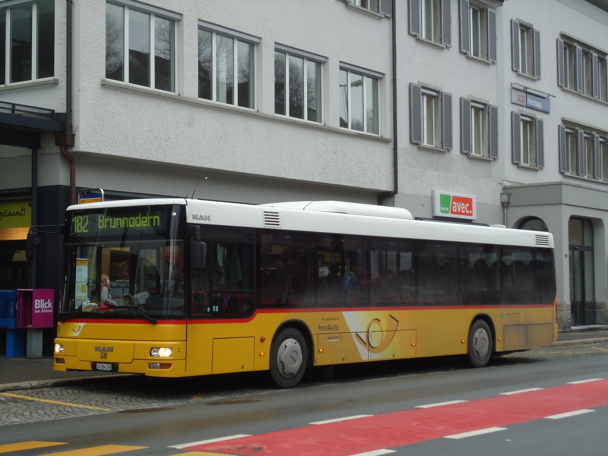 (132'309) - Postautobetriebe Unteres Toggenburg, L�tisburg - SG 284'108 - MAN am 12. Januar 2011 beim Bahnhof Herisau
