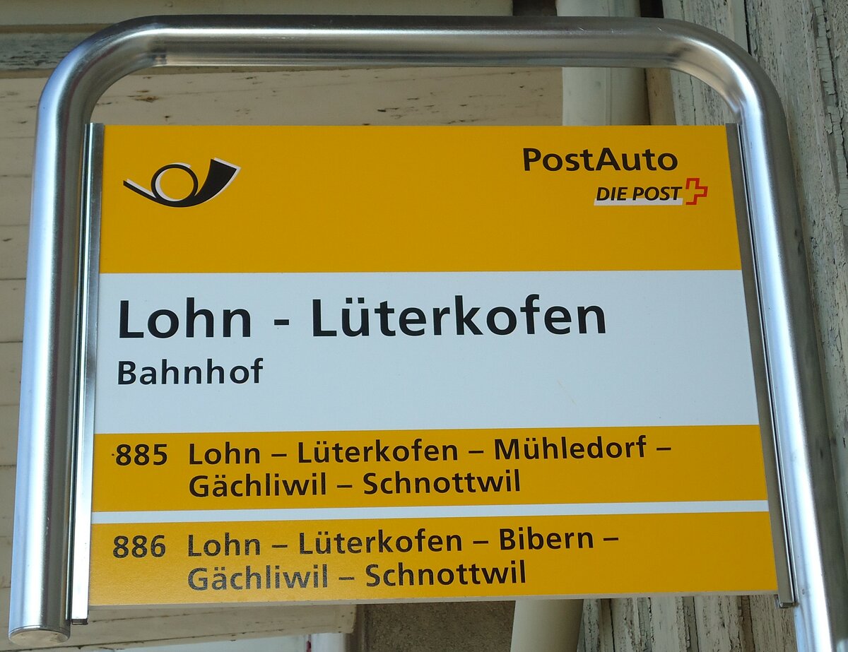 (132'440) - PostAuto-Haltestellenschild - Lohn - L�terkofen, Bahnhof - am 24. Januar 2011