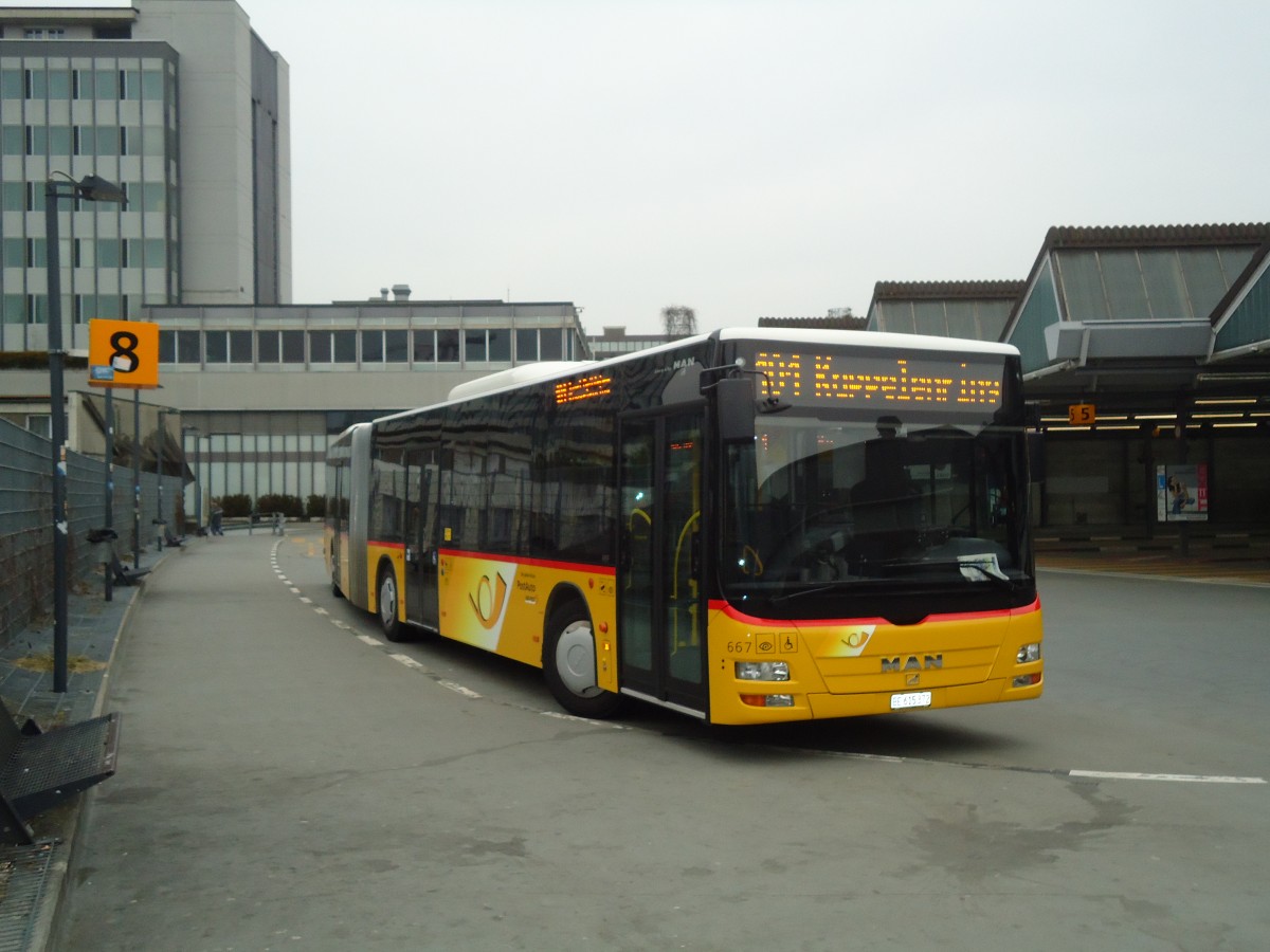 (132'680) - PostAuto Bern - Nr. 667/BE 615'372 - MAN am 7. M�rz 2011 in Bern, Postautostation