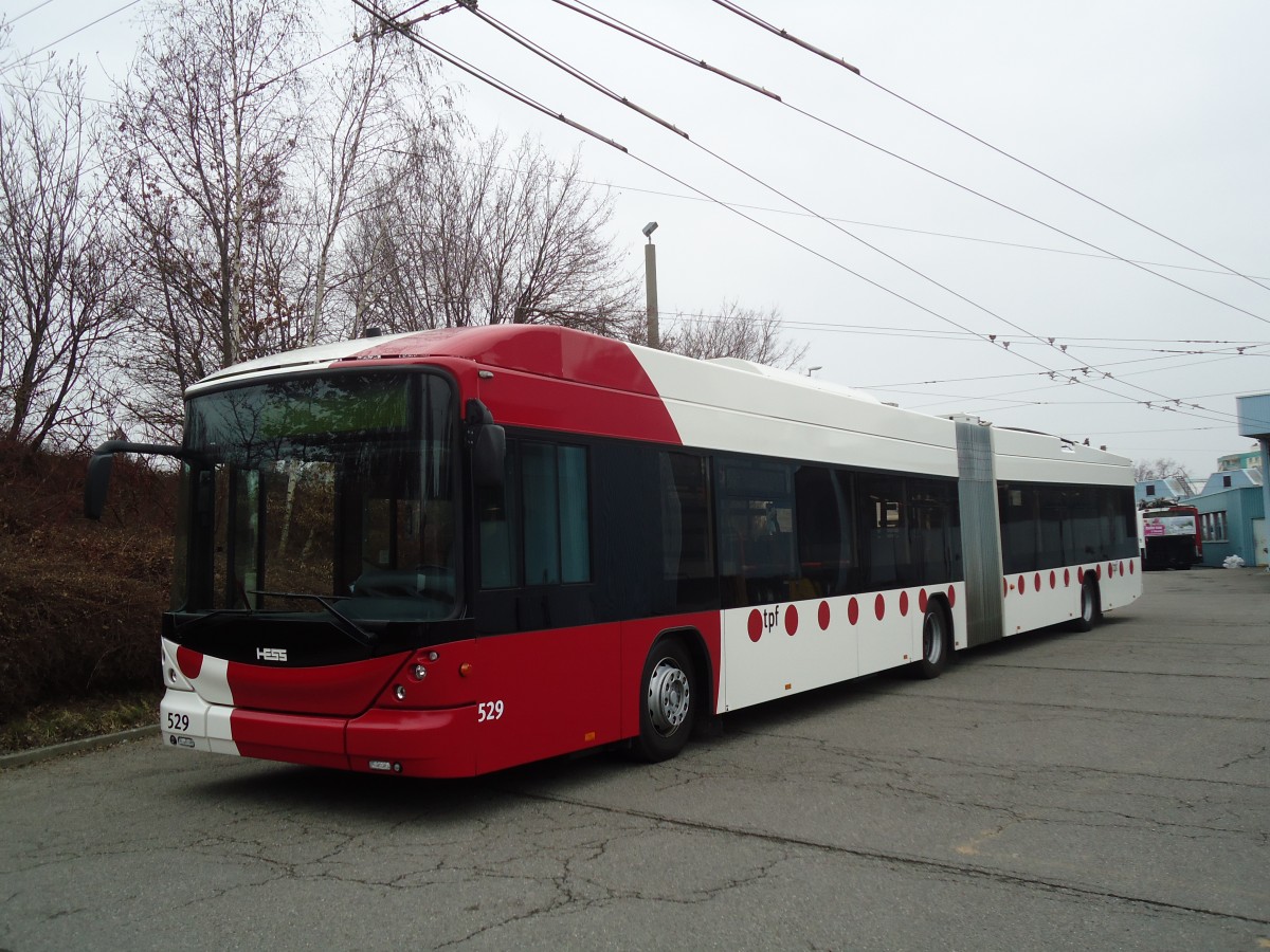 (132'717) - TPF Fribourg - Nr. 529 - Hess/Hess Gelenktrolleybus am 7. M�rz 2011 in Fribourg, Garage