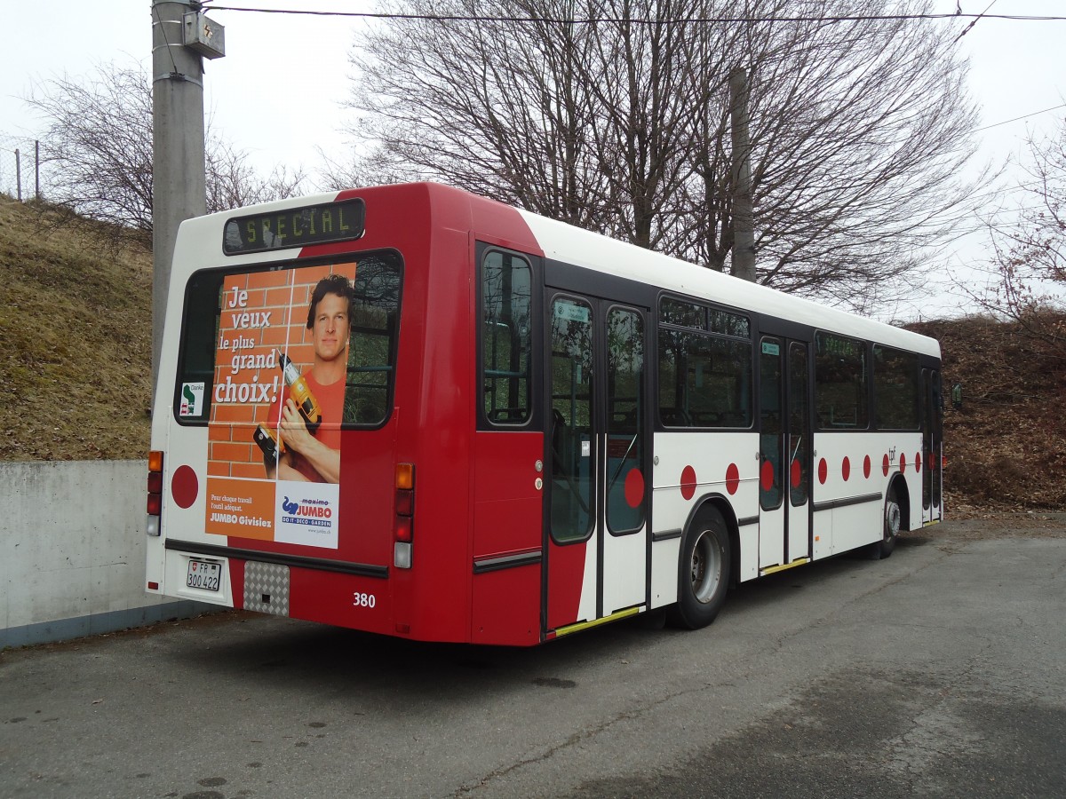 (132'720) - TPF Fribourg - Nr. 380/FR 300'422 - Volvo/Hess (ex TF Fribourg Nr. 80) am 7. M�rz 2011 in Fribourg, Garage