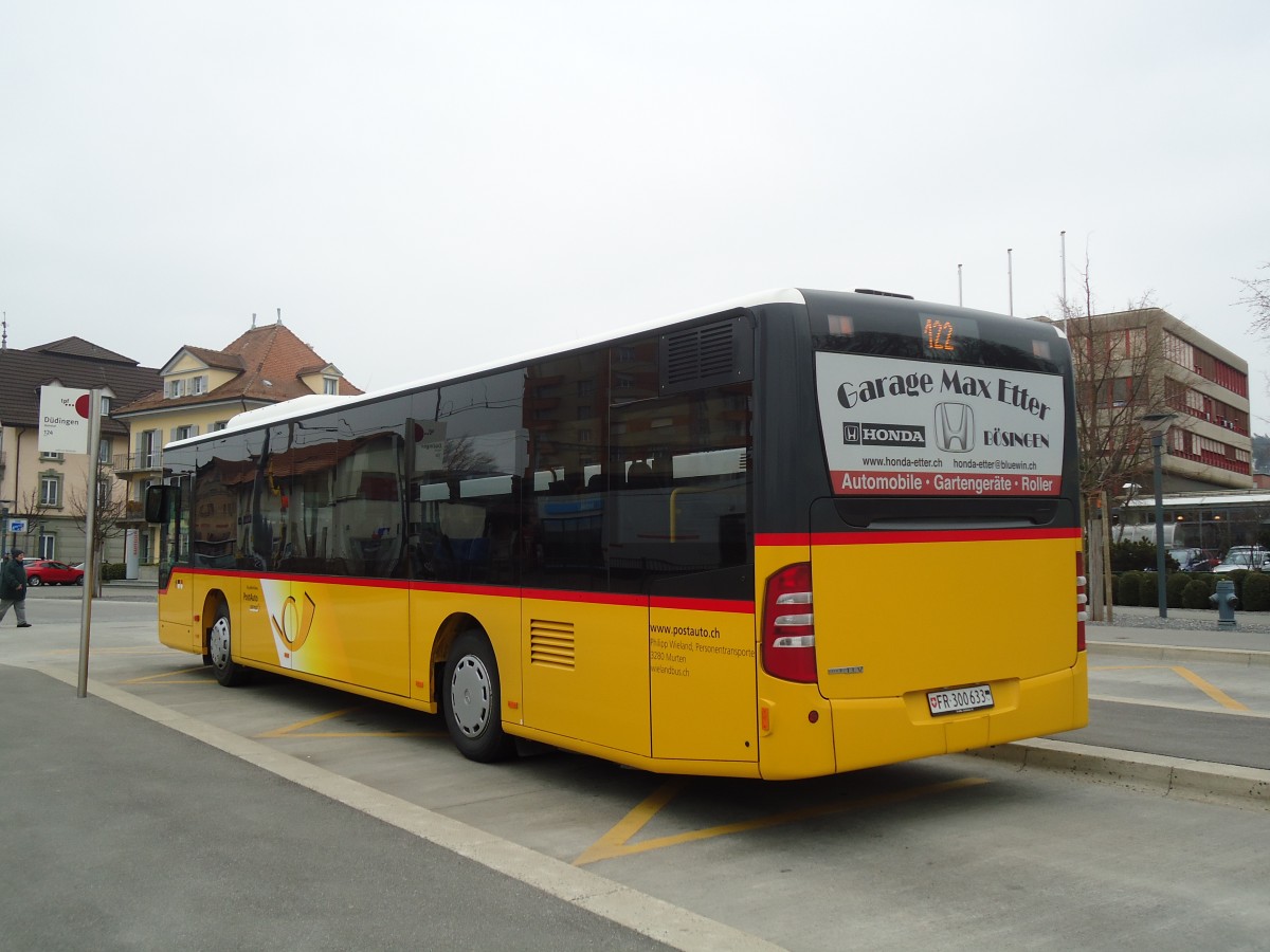 (132'730) - Wieland, Murten - Nr. 50/FR 300'633 - Mercedes (ex Klopfstein, Laupen Nr. 10) am 7. M�rz 2011 beim Bahnhof D�dingen