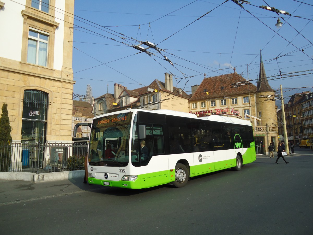 (132'742) - TRN La Chaux-de-Fonds - Nr. 335/NE 95'335 - Mercedes am 8. M�rz 2011 in Neuch�tel, Place Pury