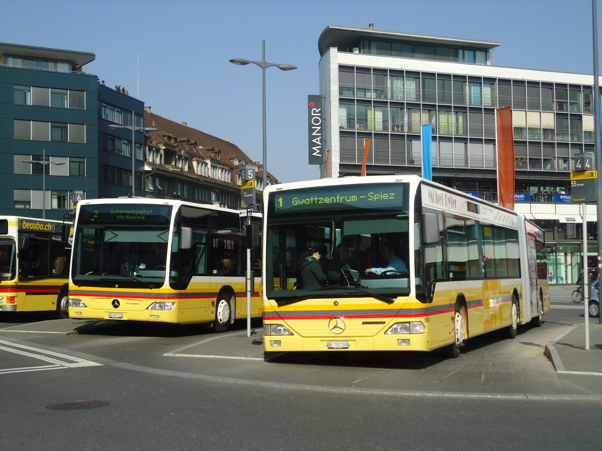 (132'766) - STI Thun - Nr. 108/BE 700'108 - Mercedes am 8. M�rz 2011 beim Bahnhof Thun