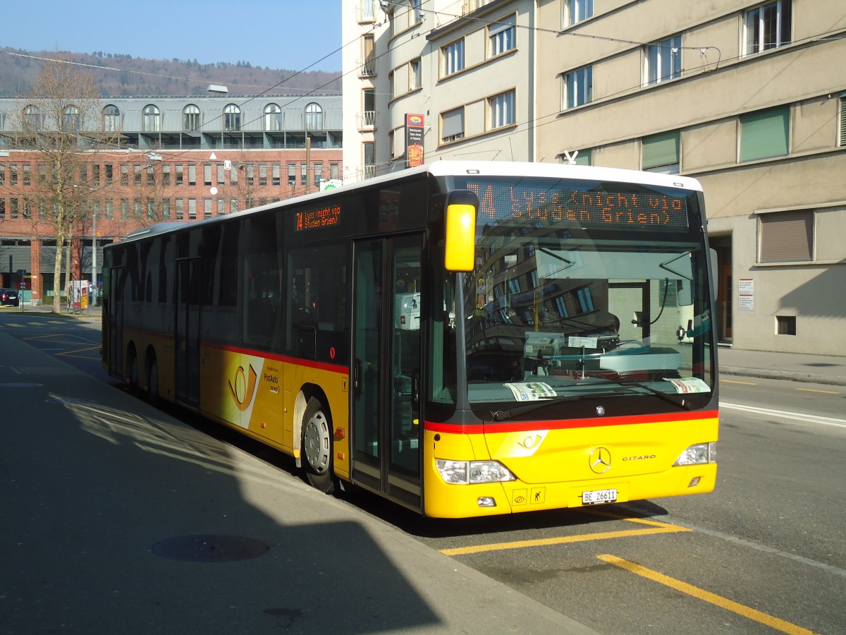 (132'782) - AVA Aarberg - Nr. 1/BE 26'611 - Mercedes am 9. M�rz 2011 in Biel, Bahnhofplatz