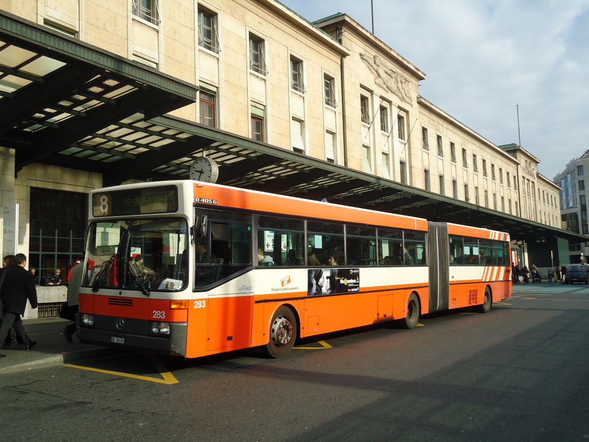 (132'820) - TPG Gen�ve - Nr. 283/GE 96'339 - Mercedes am 10. M�rz 2011 beim Bahnhof Gen�ve