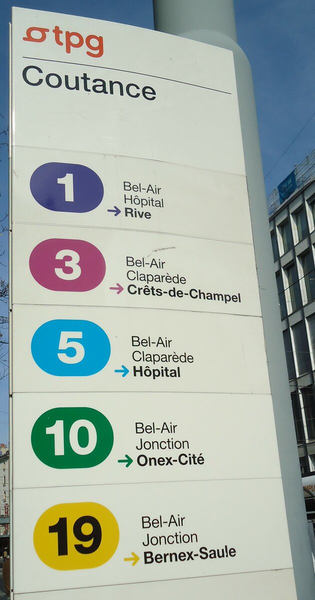 (132'887) - tpg-Haltestellenschild - Gen�ve, Coutance - am 10. M�rz 2011
