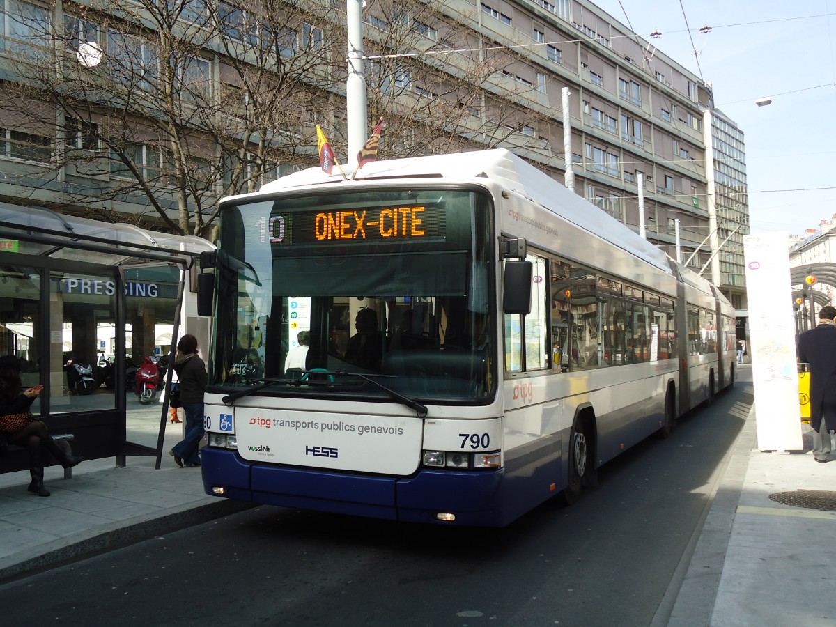 (132'892) - TPG Gen�ve - Nr. 790 - Hess/Hess Doppelgelenktrolleybus am 10. M�rz 2011 in Gen�ve, Coutance