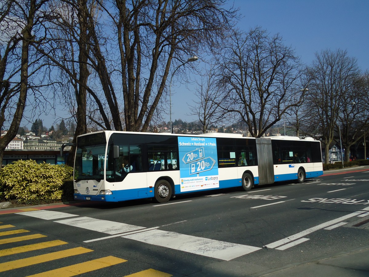 (133'021) - VBL Luzern - Nr. 151/LU 15'051 - Mercedes am 11. M�rz 2011 beim Bahnhof Luzern