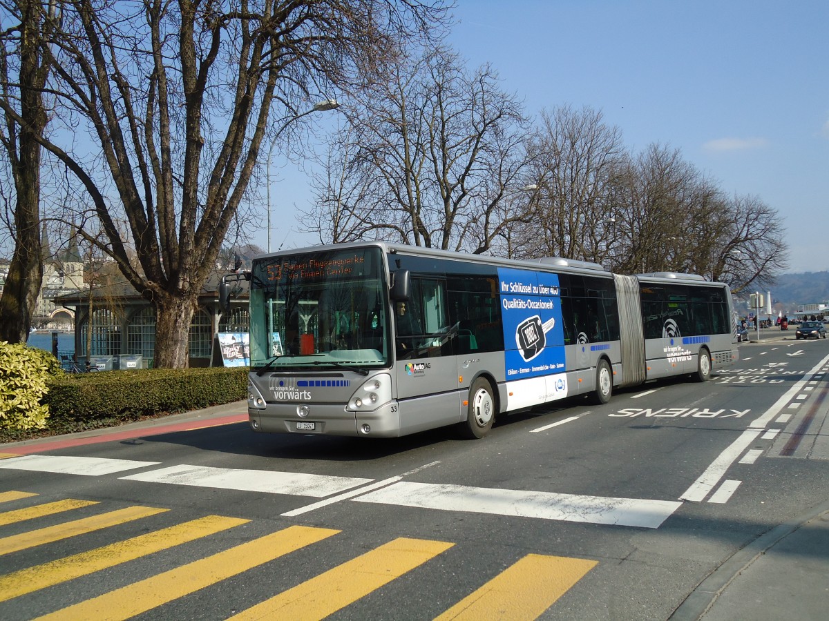 (133'028) - AAGR Rothenburg - Nr. 33/LU 15'047 - Irisbus am 11. M�rz 2011 beim Bahnhof Luzern