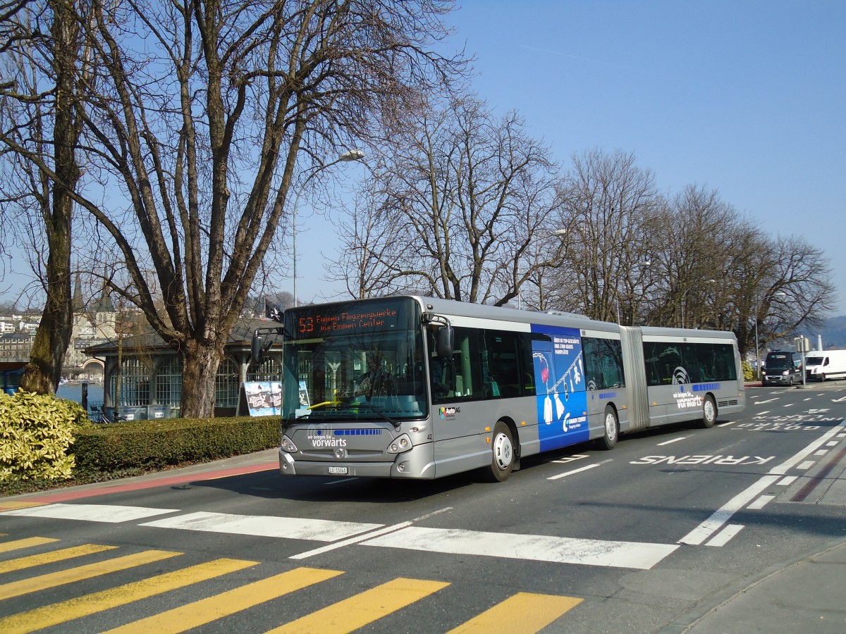 (133'036) - AAGR Rothenburg - Nr. 42/LU 15'040 - Irisbus am 11. M�rz 2011 beim Bahnhof Luzern