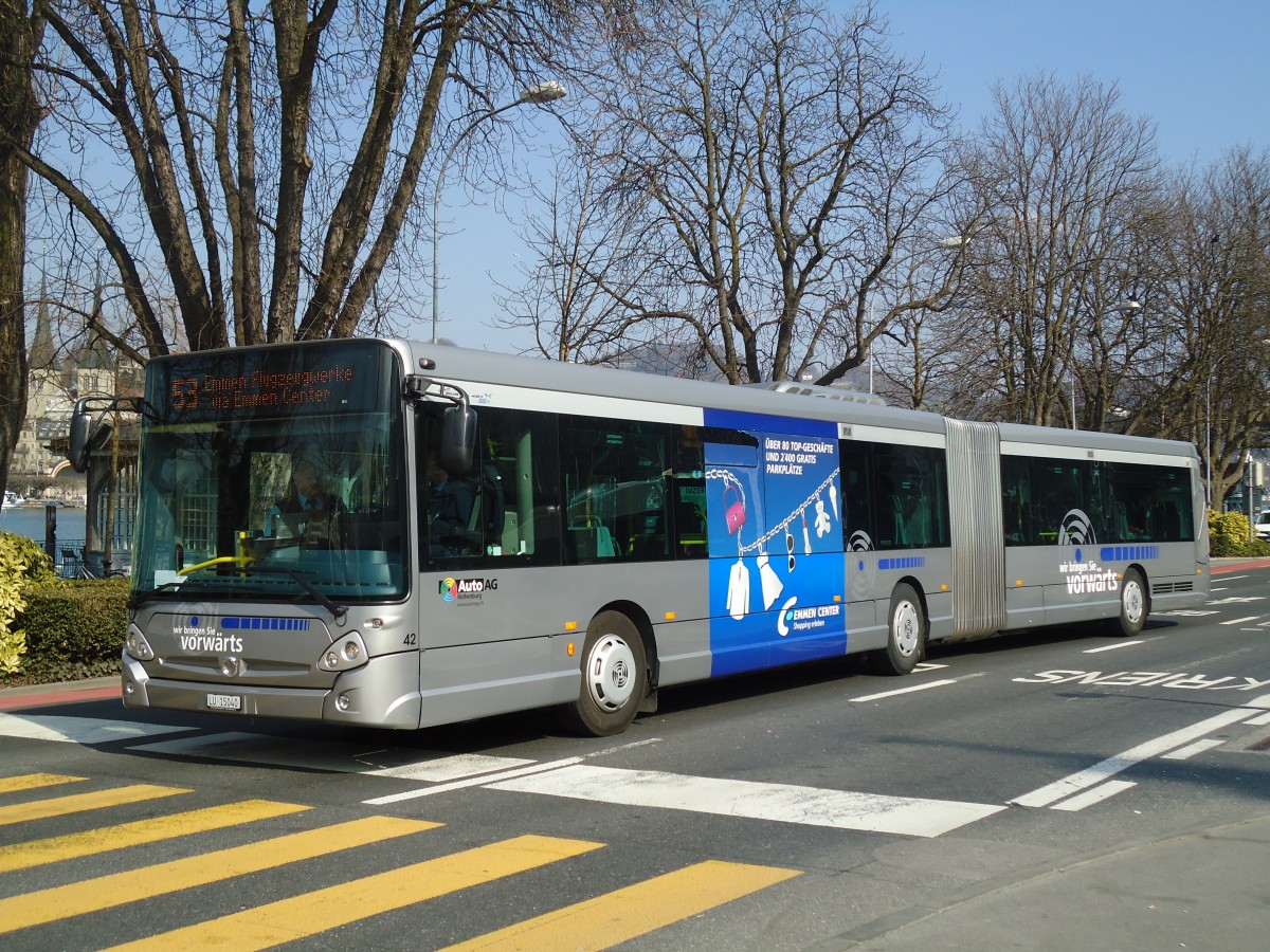 (133'037) - AAGR Rothenburg - Nr. 42/LU 15'040 - Irisbus am 11. M�rz 2011 beim Bahnhof Luzern