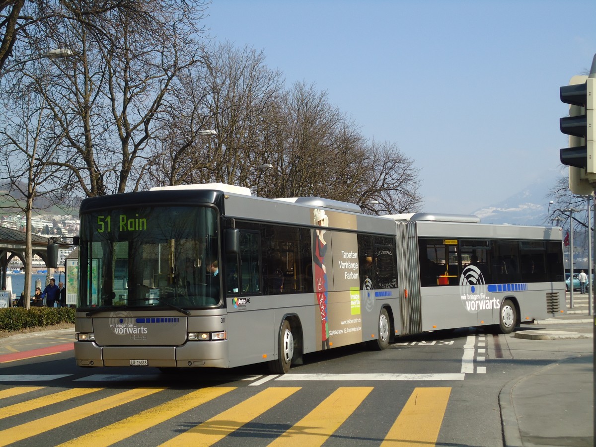 (133'039) - AAGR Rothenburg - Nr. 30/LU 15'683 - Scania/Hess am 11. M�rz 2011 beim Bahnhof Luzern