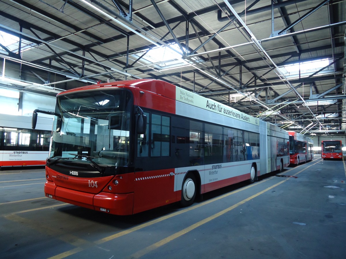 (133'100) - SW Winterthur - Nr. 104 - Hess/Hess Gelenktrolleybus am 20. M�rz 2011 in Winterthur, Depot Gr�zefeld