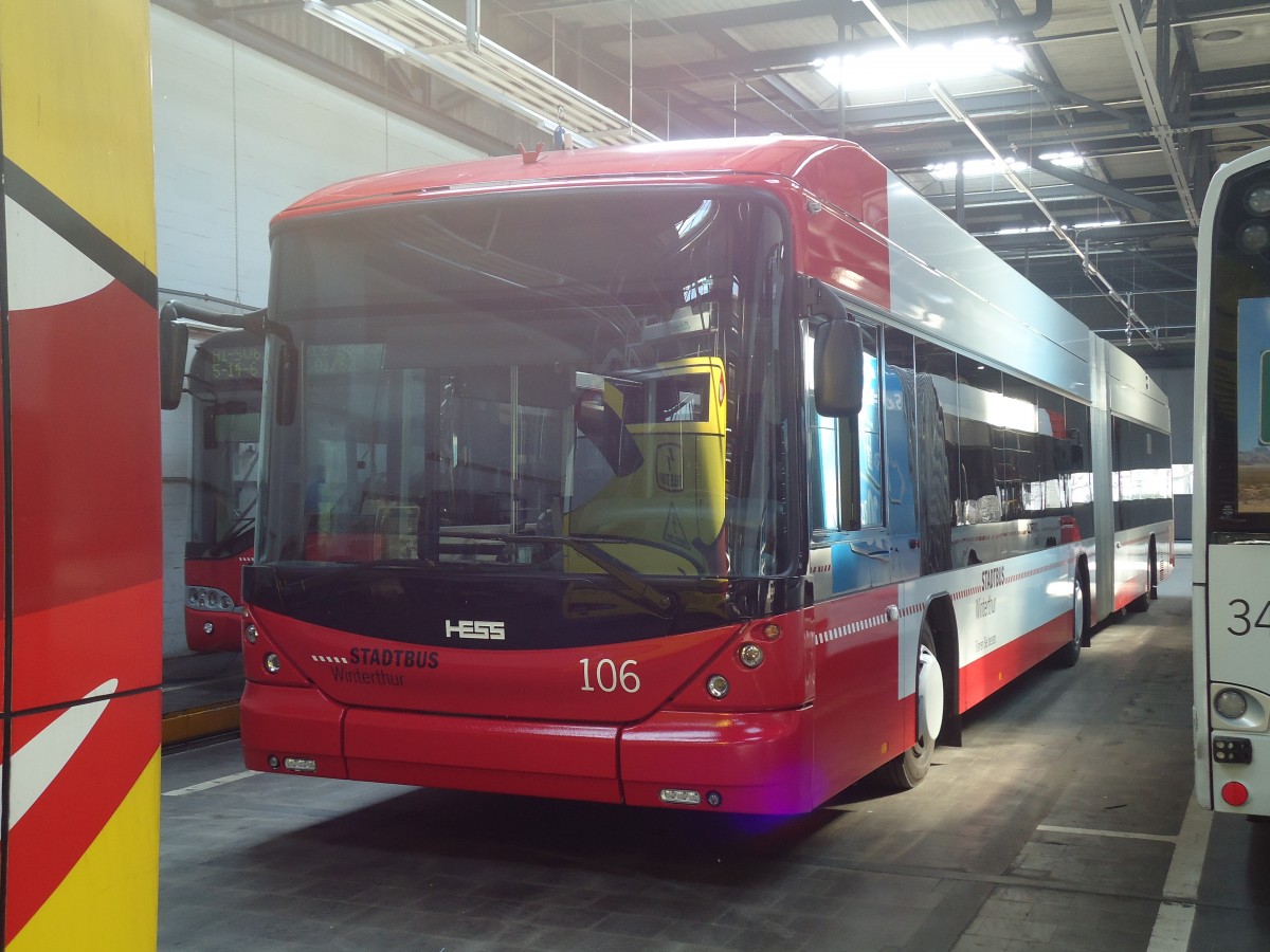 (133'106) - SW Winterthur - Nr. 106 - Hess/Hess Gelenktrolleybus am 20. M�rz 2011 in Winterthur, Depot Gr�zefeld
