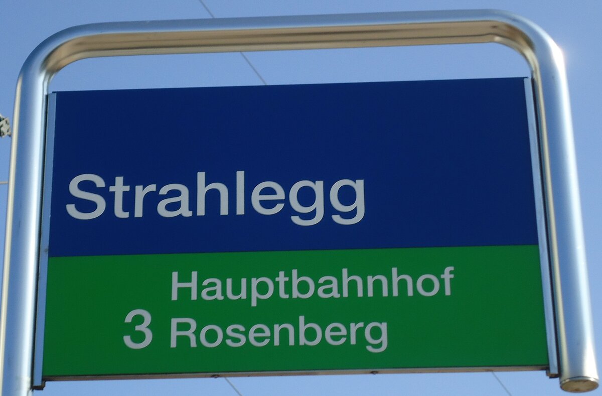 (133'138) - SBW-Haltestellenschild - Winterthur, Strahlegg - am 20. M�rz 2011