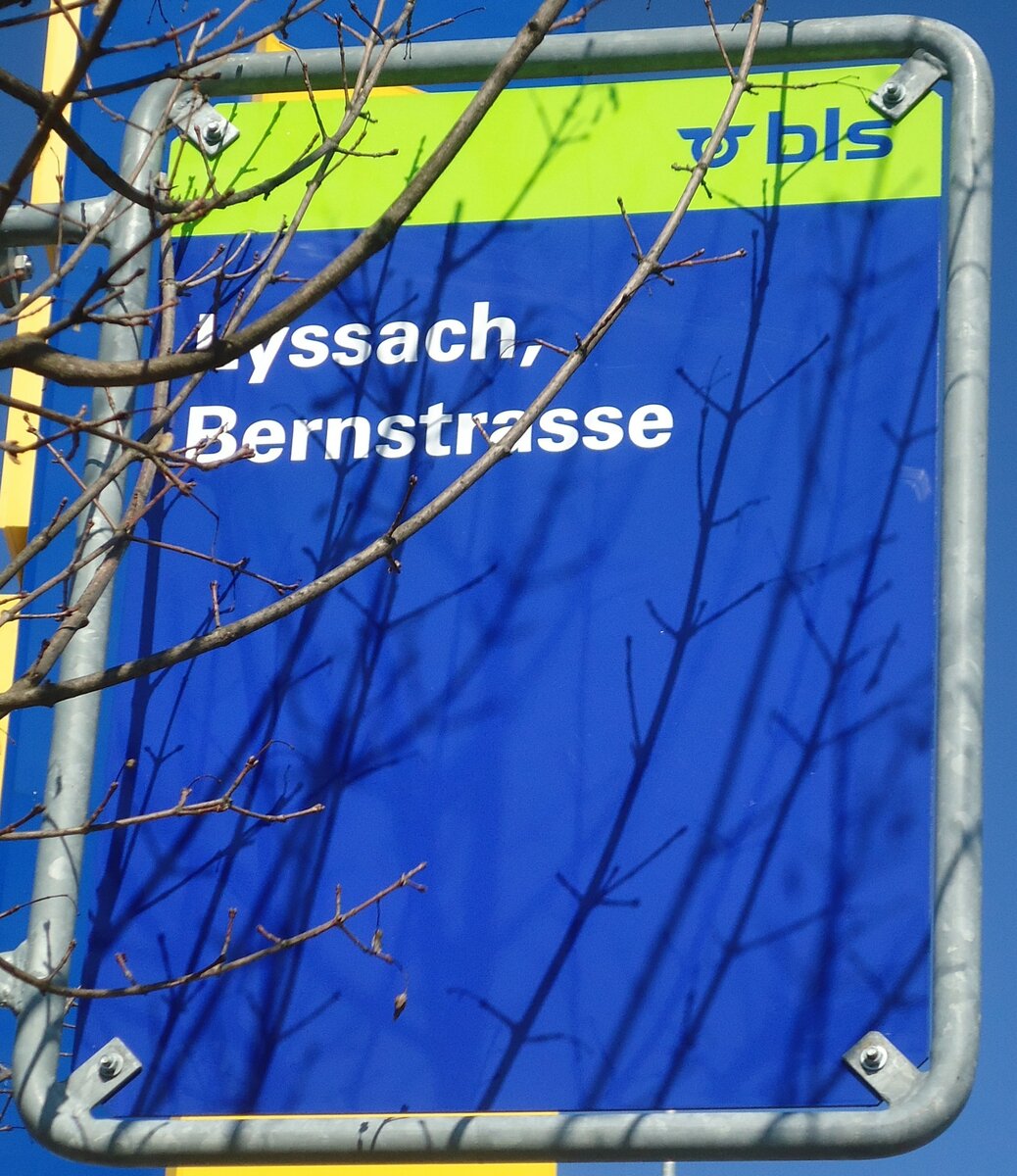 (133'143) - bls-Haltestellenschild - Lyssach, Bernstrasse - am 21. M�rz 2011