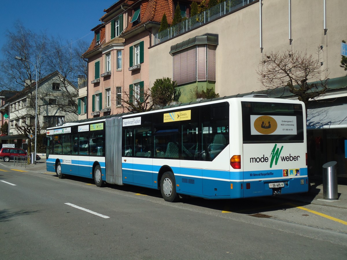 (133'156) - BLWE Wattwil - Nr. 1/SG 405 - Mercedes am 23. M�rz 2011 beim Bahnhof Wattwil