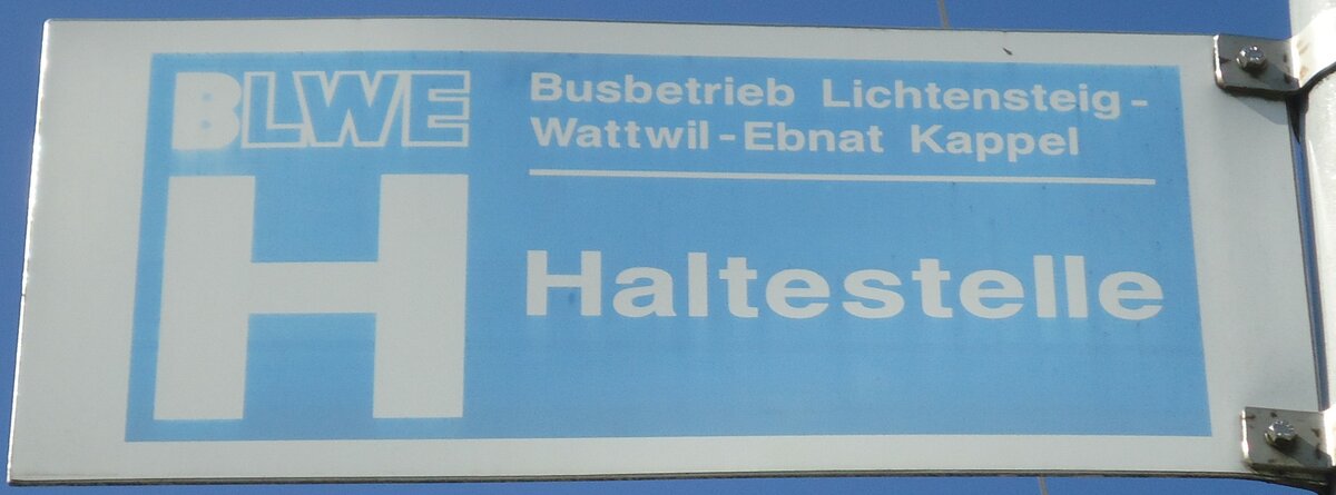 (133'159) - BLWE-Haltestellenschild - Wattwil, Bahnhof - am 23. M�rz 2011