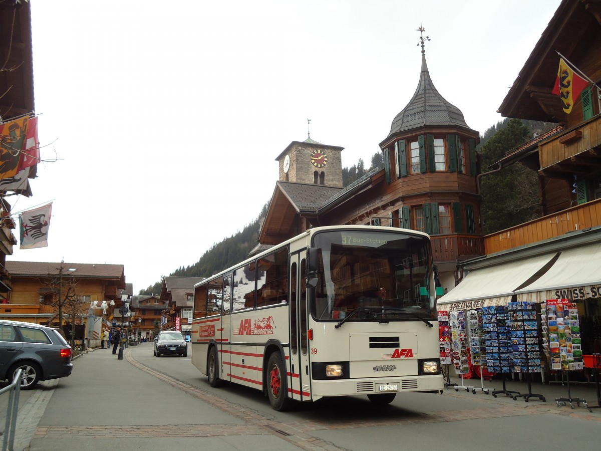 (133'172) - AFA Adelboden - Nr. 39/BE 25'753 - NAW/R&J (ex Nr. 18; ex Autopostale, Mendrisio Nr. 38; ex Piotti, Balerna Nr. 38; ex AAGI Interlaken Nr. 38; ex Schmocker, Beatenberg Nr. 3) am 27. M�rz 2011 in Adelboden, Dorfstrasse