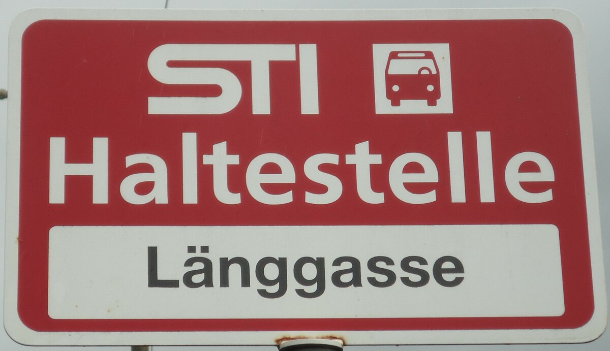 (133'210) - STI-Haltestellenschild - Thun, L�nggasse - am 12. April 2011