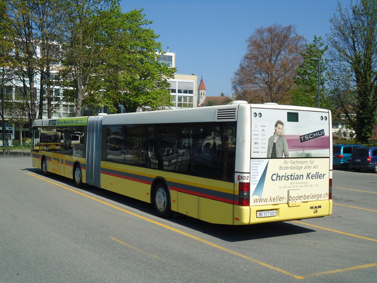 (133'304) - STI Thun - Nr. 102/BE 577'102 - MAN am 16. April 2011 bei der Schiffl�ndte Thun
