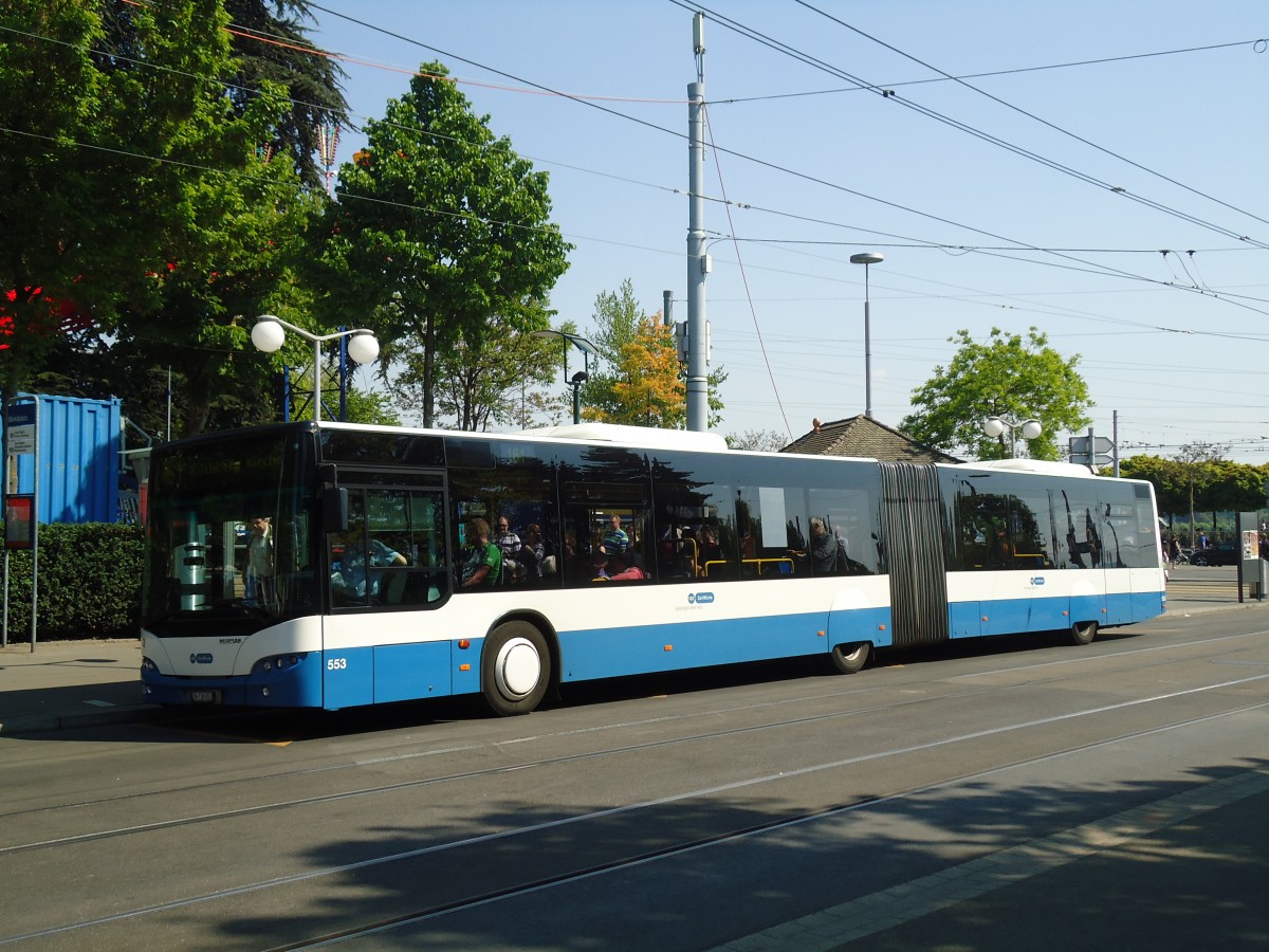 (133'475) - VBZ Z�rich - Nr. 553/ZH 730'553 - Neoplan am 25. April 2011 in Z�rich, B�rkliplatz