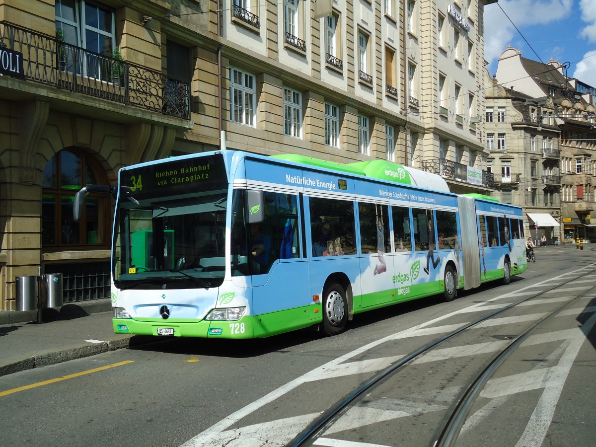 (133'701) - BVB Basel - Nr. 728/BS 6687 - Mercedes am 16. Mai 2011 in Basel, Schiffl�nde 