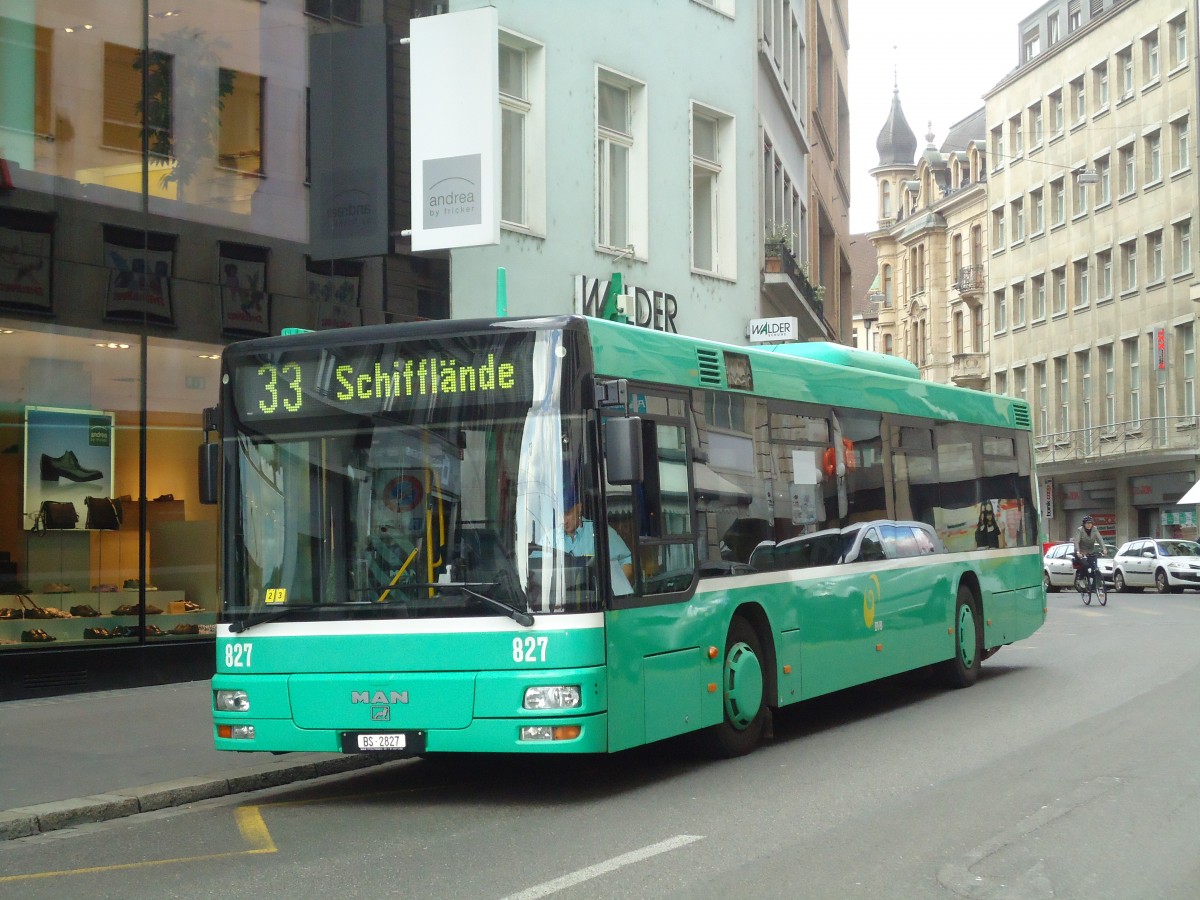 (133'707) - BVB Basel - Nr. 827/BS 2827 - MAN am 16. Mai 2011 in Basel, Schiffl�nde