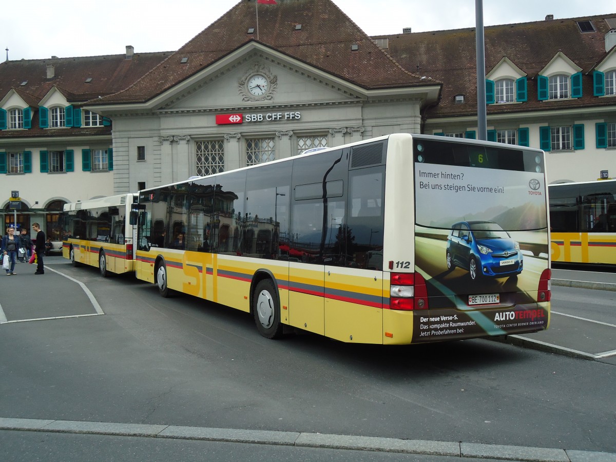 (133'987) - STI Thun - Nr. 112/BE 700'112 - MAN am 9. Juni 2011 beim Bahnhof Thun