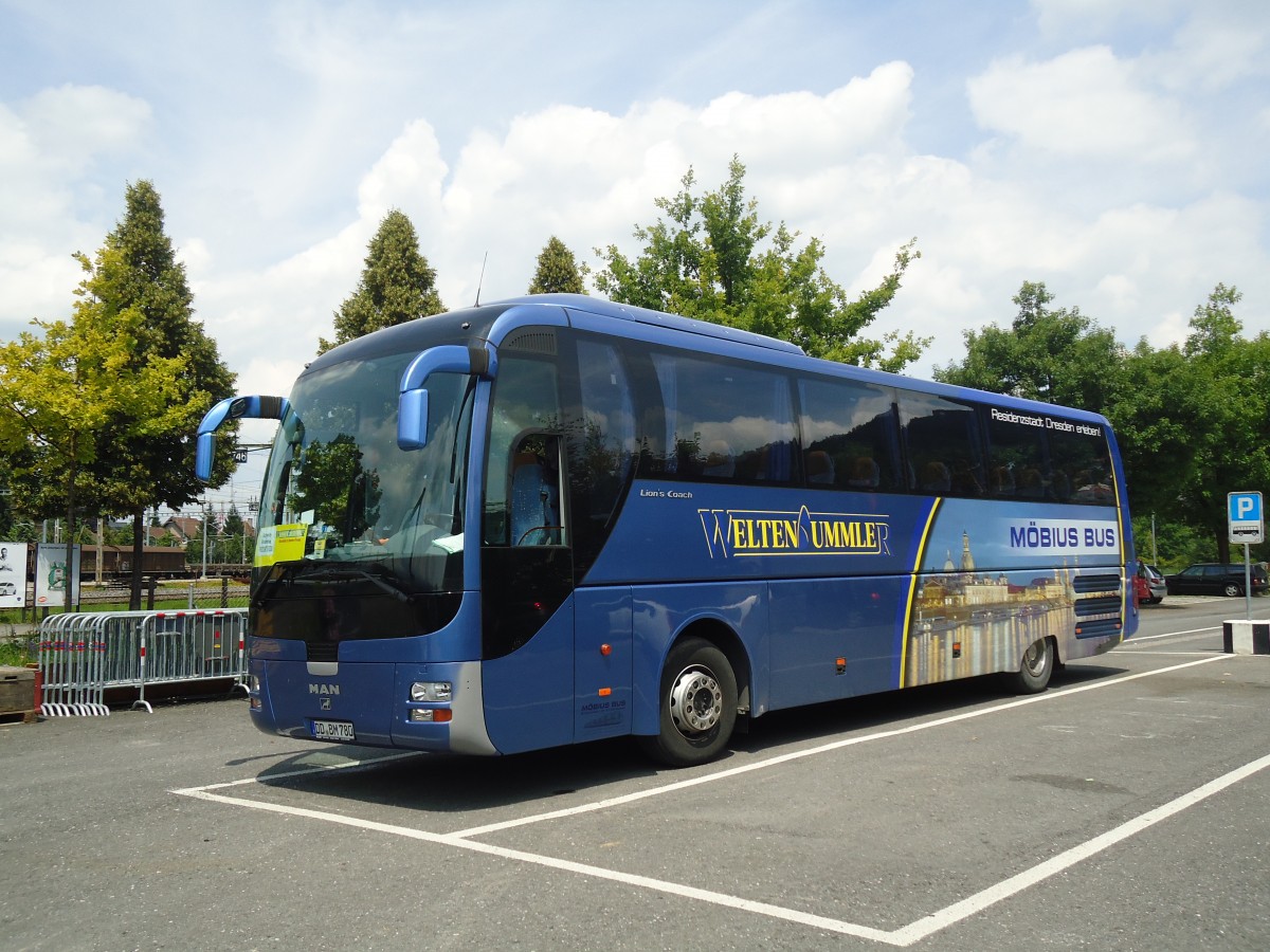 (134'591) - Aus Deutschland: M�bius Bus, Dresden - DD-BM 780 - MAN am 1. Juli 2011 in Thun, Seestrasse