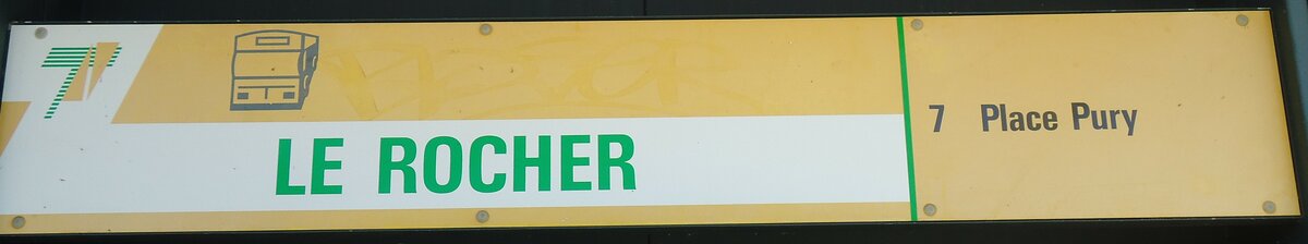 (135'030) - TN-Haltestellenschild - Neuch�tel, Le Rocher - am 11. Juli 2011