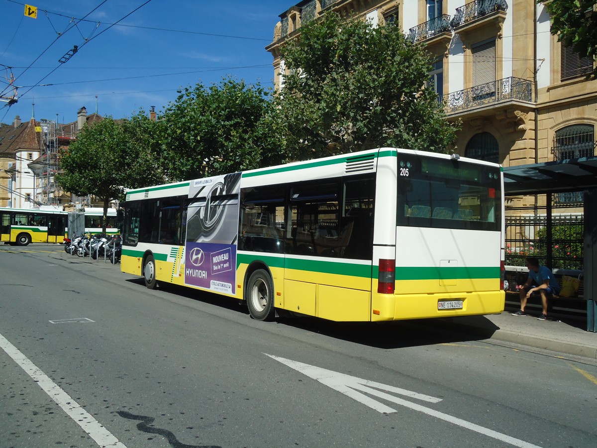 (135'037) - TN Neuch�tel - Nr. 205/NE 114'205 - MAN am 11. Juli 2011 in Neuch�tel, Place Pury