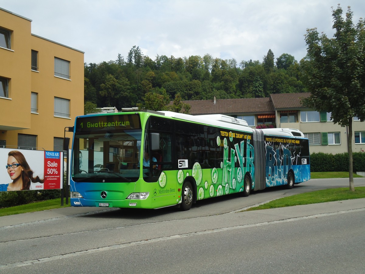 (135'402) - STI Thun (Testbus) - BS 59'327 - Mercedes am 6. August 2011 in Steffisburg, Fl�hli