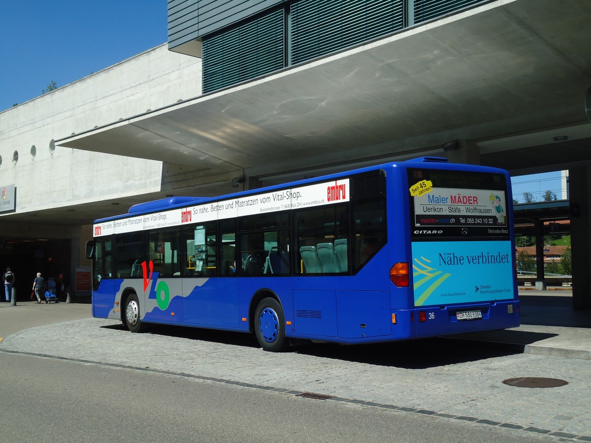(135'510) - VZO Gr�ningen - Nr. 36/ZH 580'936 - Mercedes am 17. August 2011 beim Bahnhof Uster