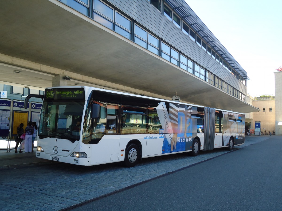 (135'525) - VZO Gr�ningen - Nr. 61/ZH 691'894 - Mercedes am 17. August 2011 beim Bahnhof Uster