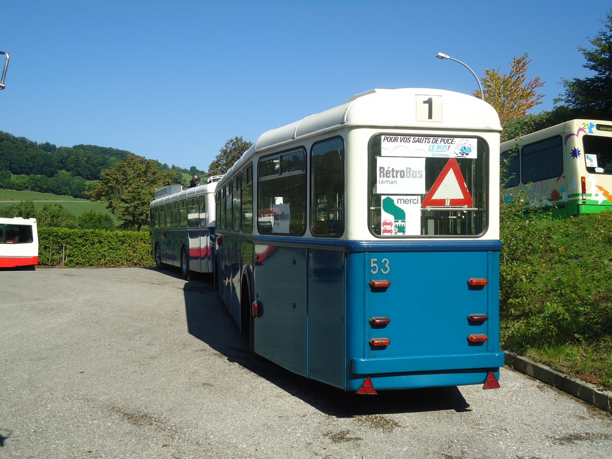 (135'577) - VMCV Clarens (R�trobus) - Nr. 53 - Rochat/Moser Personenanh�nger am 20. August 2011 in Moudon, R�trobus