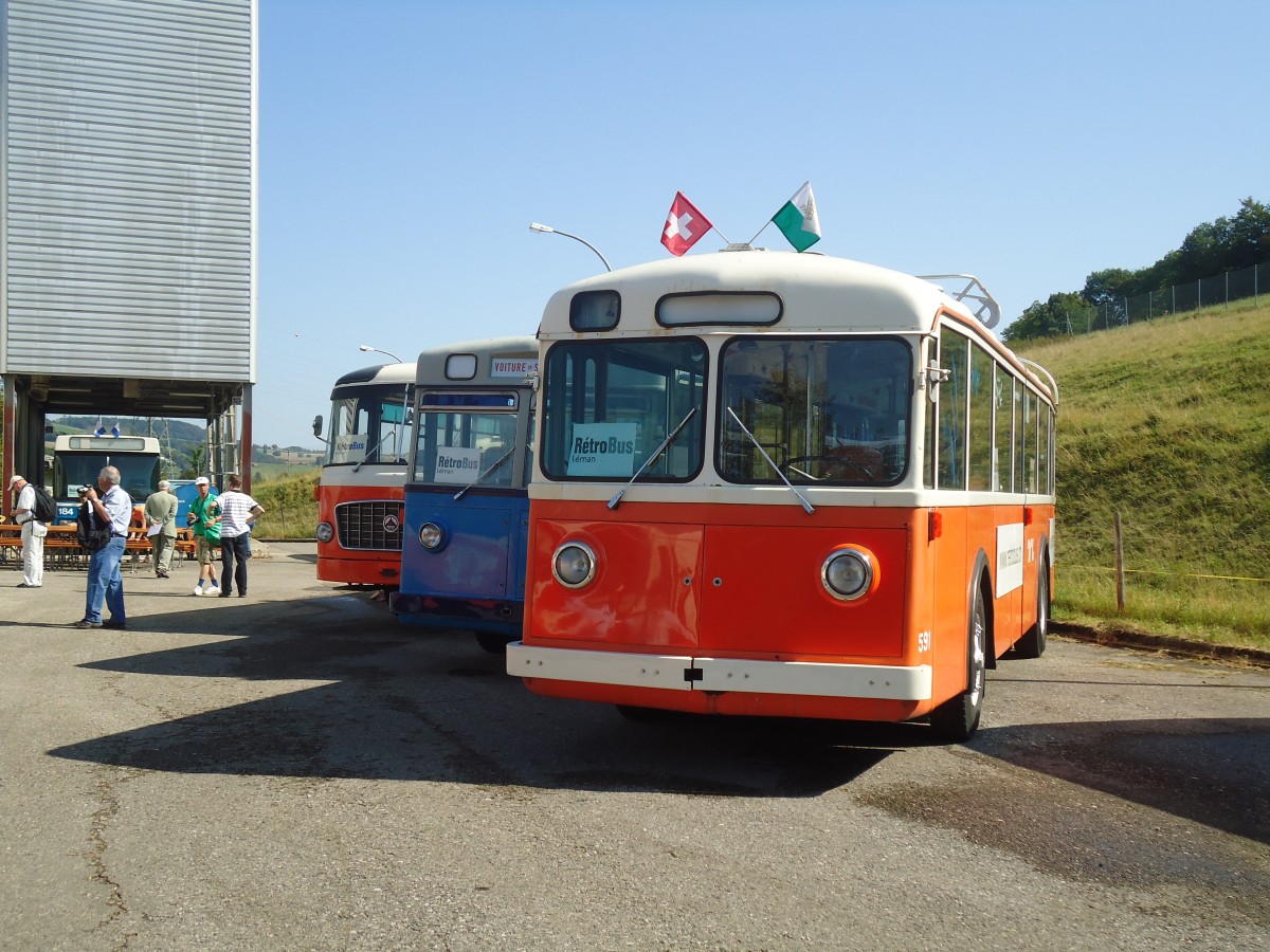 (135'608) - TL Lausanne (R�trobus) - Nr. 591 - FBW/FFA Trolleybus (ex TPG Gen�ve Nr. 852; ex VBZ Z�rich Nr. 91) am 20. August 2011 in Moudon, R�trobus