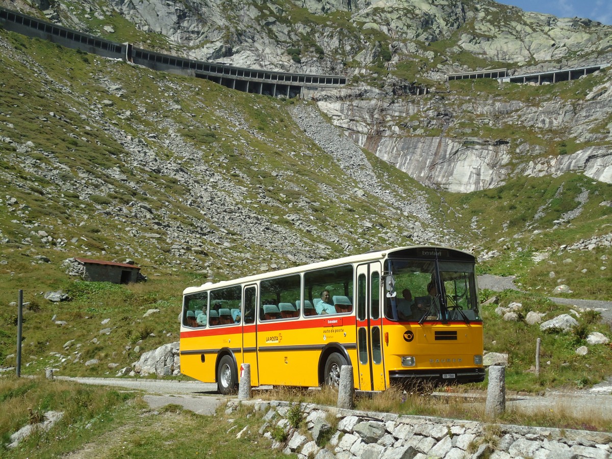 (135'709) - Mark, Andeer - GR 1866 - Saurer/R&J (ex PostAuto Graub�nden; ex P 24'350) am 21. August 2011 in Gotthard, Alte Tremolastrasse